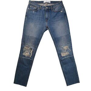 IRO Distressed Blue Jeans With Knee Rips & Patches - Size 26- LT3030